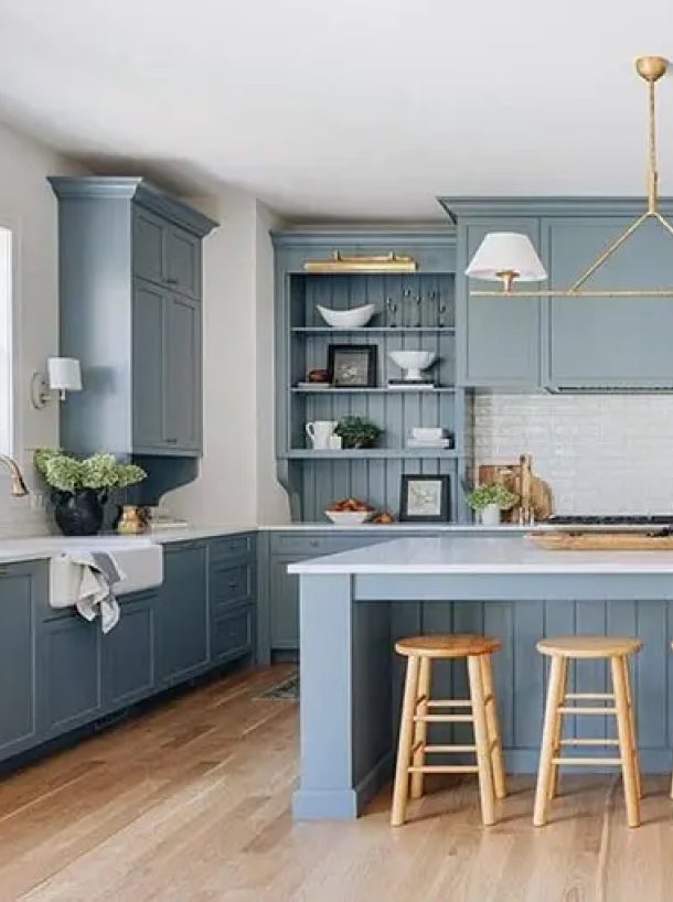 Trending blue color countertop stylish kitchen