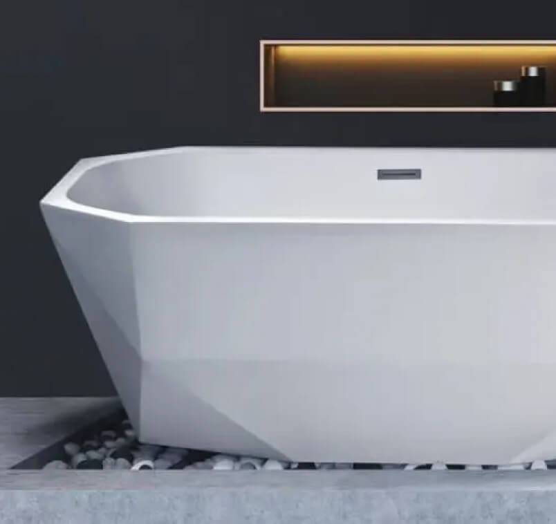 Trending white bathtub with crystal shape
