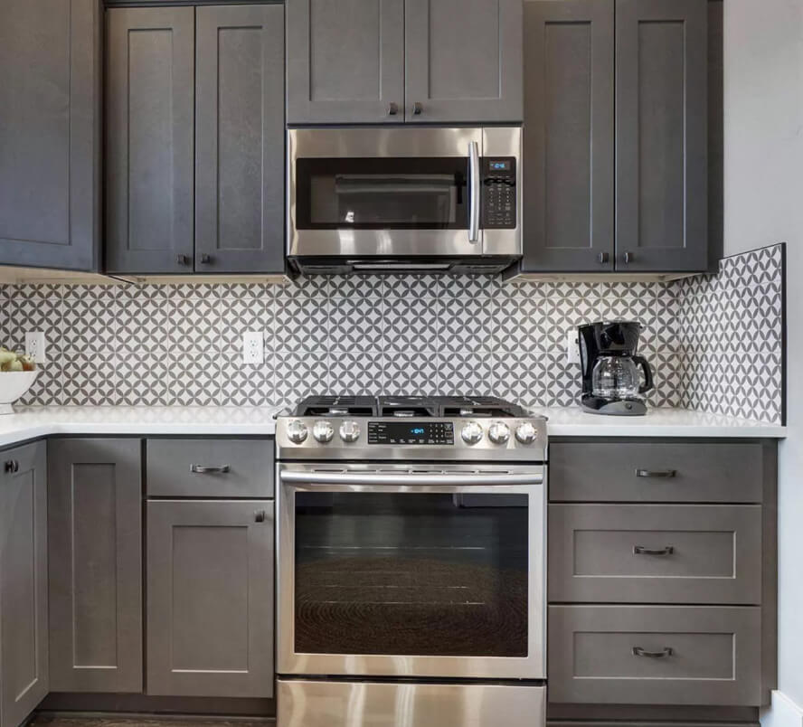 most popular kitchen gray cabinet with wolf oven