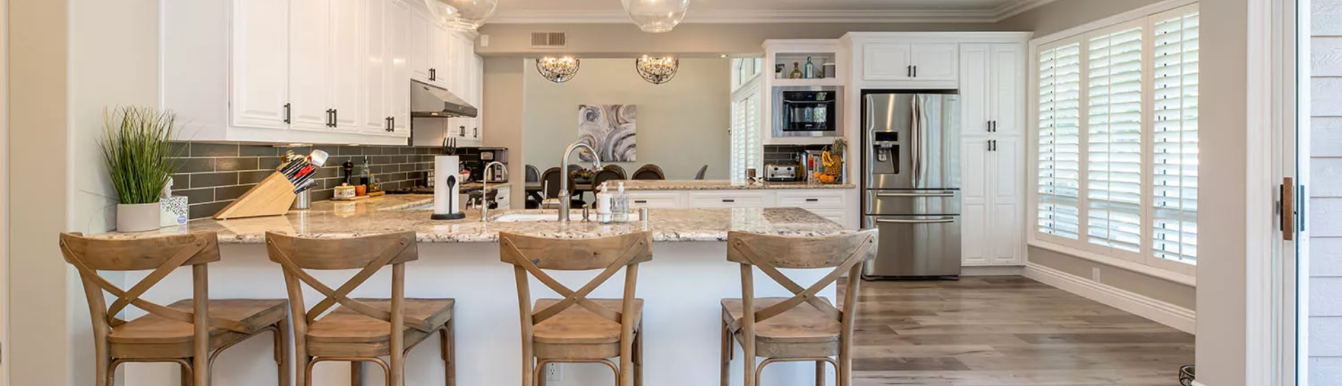 open up kitchen with beautiful dining table