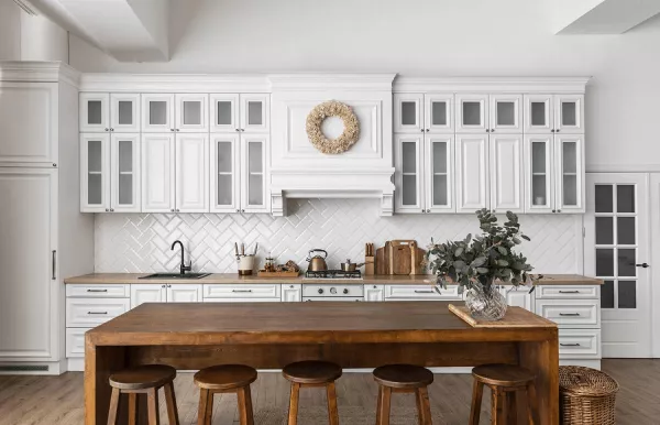 high - class open up kitchen with white look