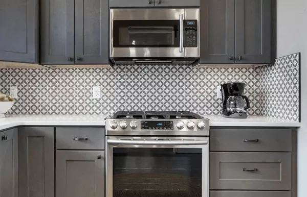 most popular kitchen gray cabinet with wolf oven